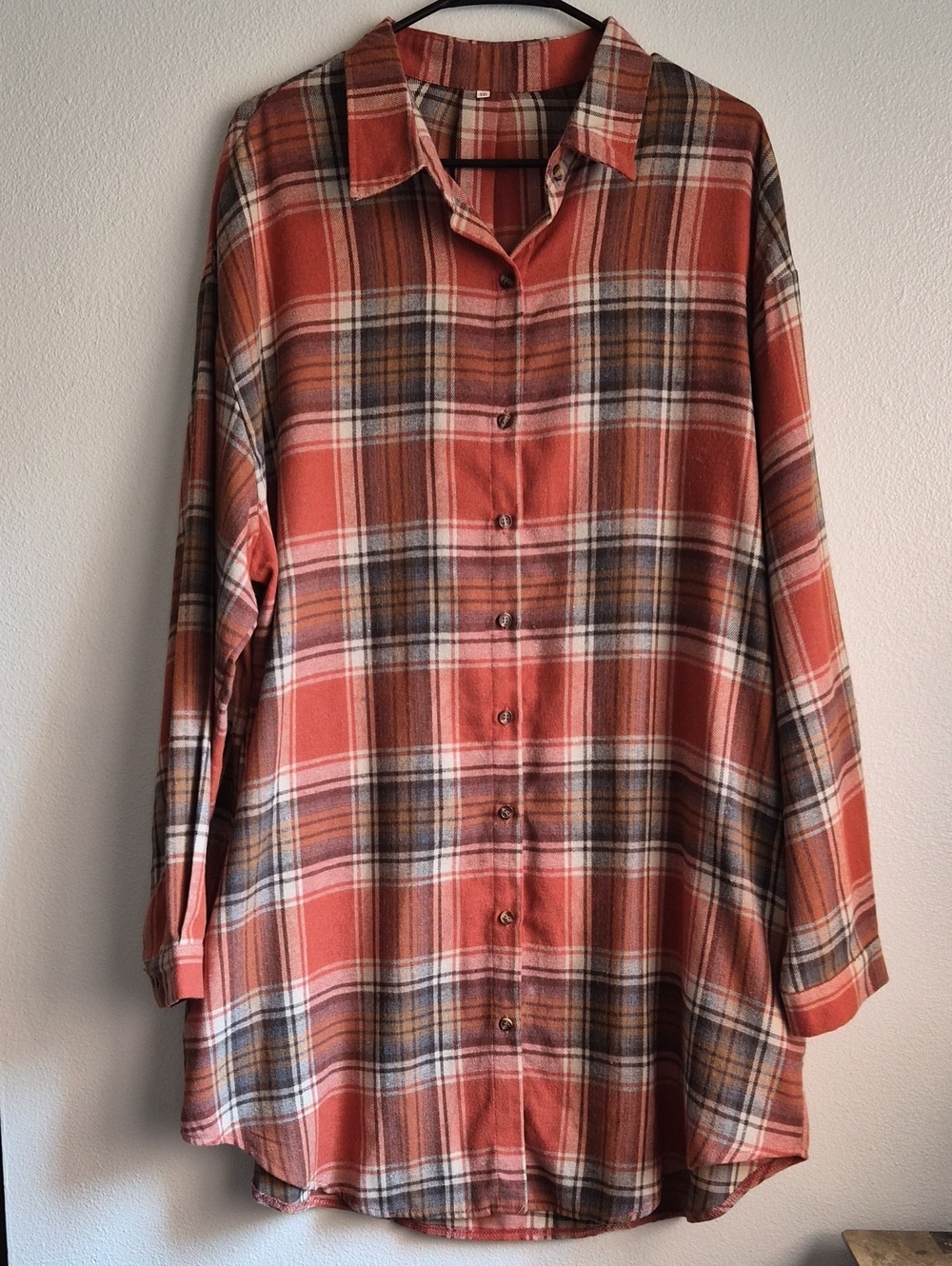Orange Plaid Flannel Dress Size XXL